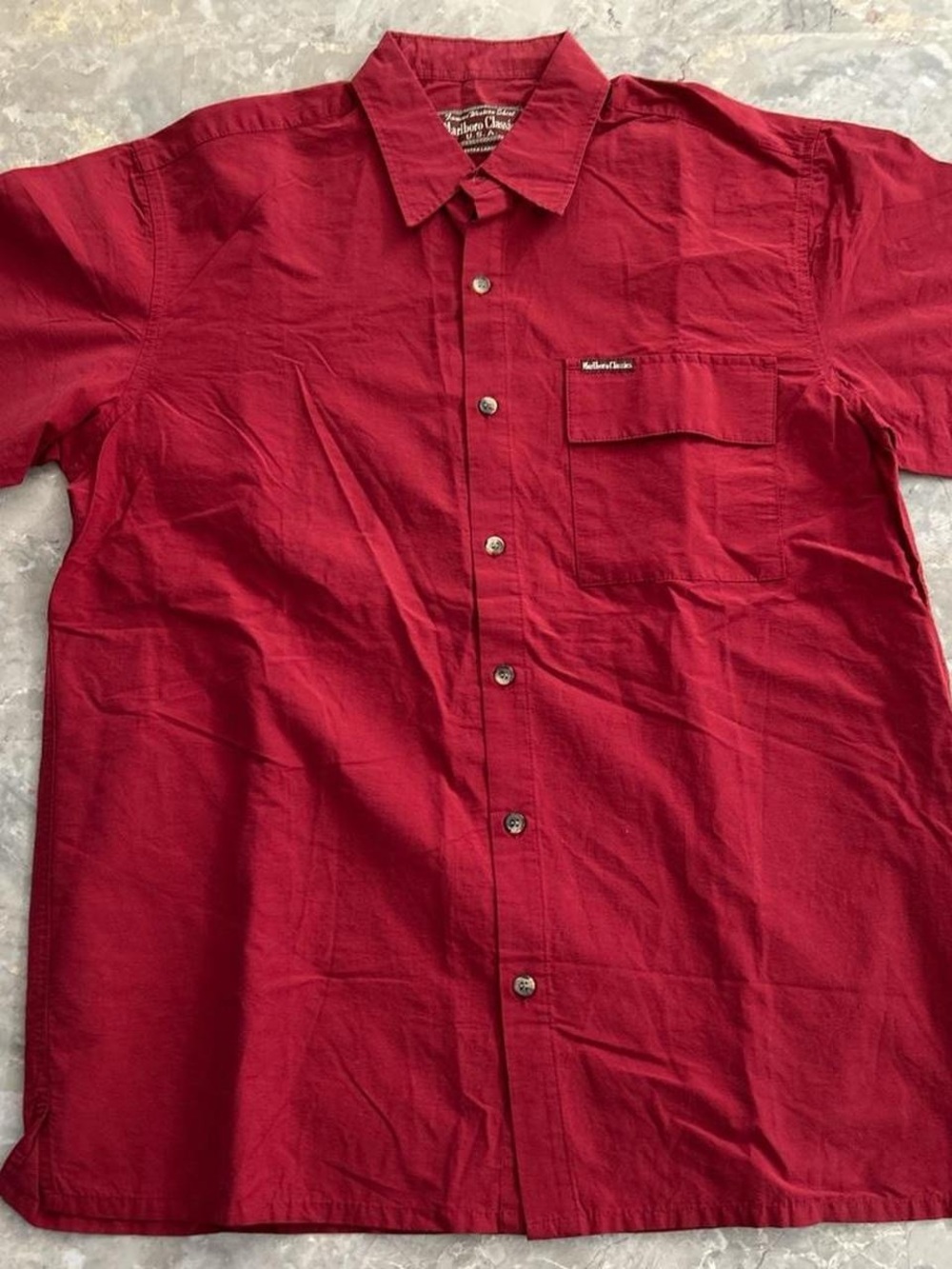 Vintage 1990s Marlboro Classics Red Short Sleeve Button Up Shirt XL